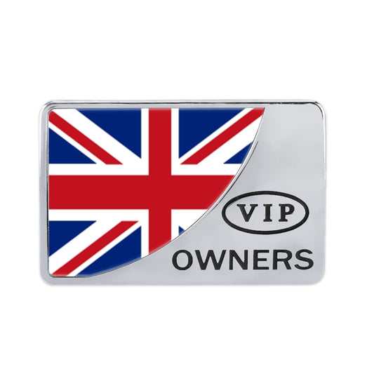 Universal Car UK Flag Rectangle Shape VIP Metal Decorative Sticker, UK Flag (Gold), UK Flag (Silver)