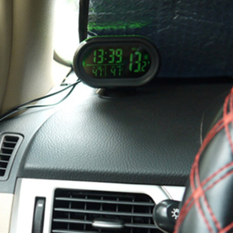 VST-7009V 4 In 1 Digital Car Thermometer Voltage Meter Luminous Clock Tester Detector LCD Monitor Back light, 4 In 1 Thermometer Voltage Meter
