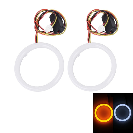 2 PCS 3inch 6W White Light + Yellow Light Car Angel Eyes Light, DC 12V Cable Length: 50cm, 3inch