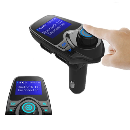 مشغل MP3 للسيارة T11 مزود بخاصية بلوتوث وجهاز إرسال FM بشاشة LED، يدعم الشحن بمنفذ USB مزدوج، وخاصية التشغيل بدون استخدام اليدين وبطاقة TF وU Disk Music، T11