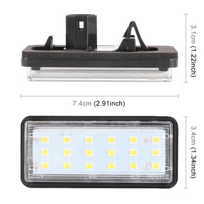 قطعتان من مصابيح لوحة ترخيص السيارة LED DC12V / 1.5W / 6000K / 100LM، 18 مصباح SMD-3528، لسيارة لكزس