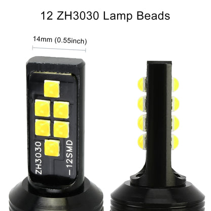 قطعتان من مصابيح الضباب 9005 DC9-16V / 3.5W / 6000K / 320LM للسيارة، 12 مصباح LED SMD-ZH3030، بتيار مستمر، 9005