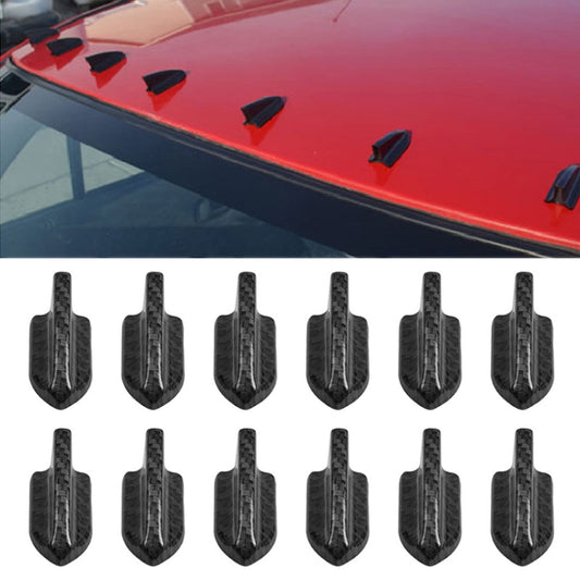 10 PCS Universal Car Carbon Fiber Texture Shark Fin Diffuser Vortex Generator Roof Spoiler, Carbon Fiber