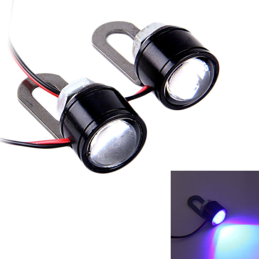 2 PCS 12V 3W  Blue Light Eagle Eyes LED Strobe Light For Motorcycle ，Wire Length: 90cm, Wire Length: 90cm