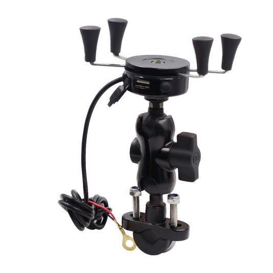 Motorcycle X Shape Aluminum Alloy Phone Bracket 5V 2.1A Phone Charger, CS-416A3