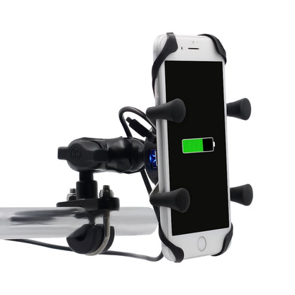 Motorcycle X Shape Aluminum Alloy Phone Bracket 5V 2.1A Phone Charger, CS-416A3