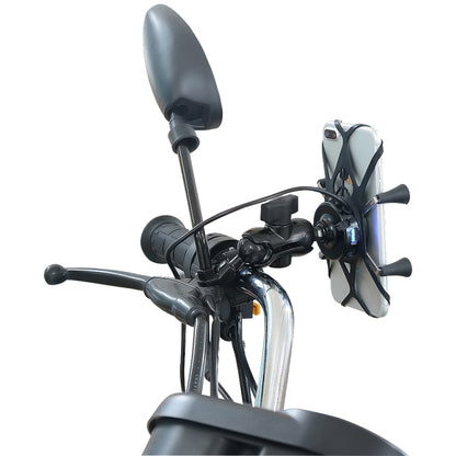 Motorcycle X Shape Aluminum Alloy Phone Bracket 5V 2.1A Phone Charger, CS-416A3
