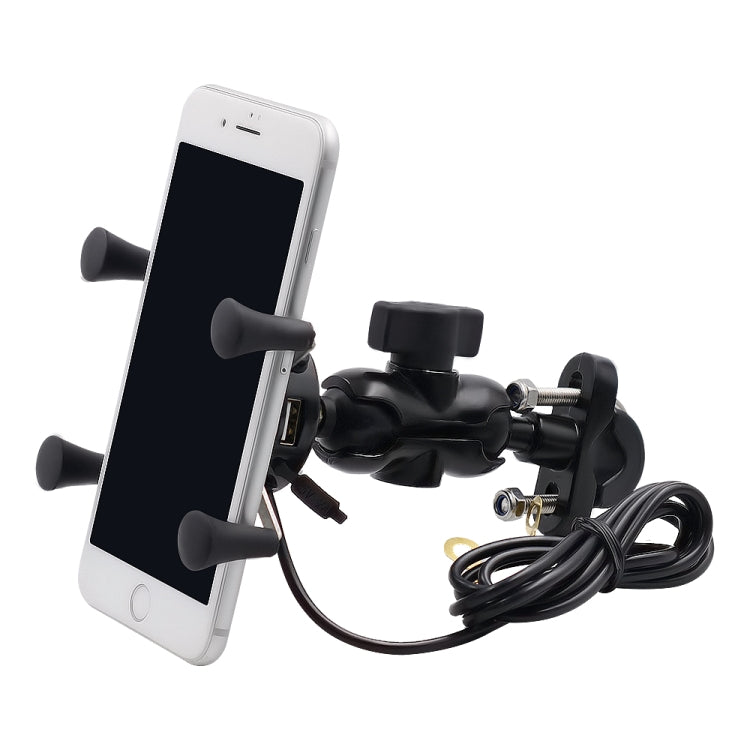 Motorcycle X Shape Aluminum Alloy Phone Bracket 5V 2.1A Phone Charger, CS-416A3