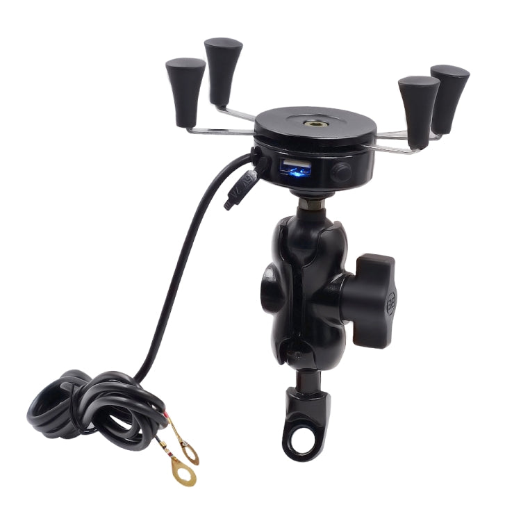 Motorcycle X Shape Aluminum Alloy Phone Bracket 5V 2.1A Phone Charger, CS-416A3