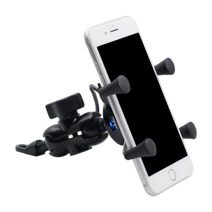 Motorcycle X Shape Aluminum Alloy Phone Bracket 5V 2.1A Phone Charger, CS-416A3