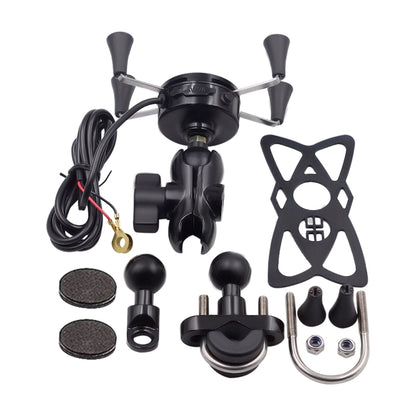 Motorcycle X Shape Aluminum Alloy Phone Bracket 5V 2.1A Phone Charger, CS-416A3