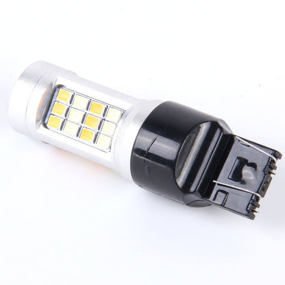 قطعتان من مصباح إشارة الانعطاف T20/7443-42LED، 20 واط، 21*2835 واط + 21*2835Y، أبيض وأصفر، مع عدسة، تيار مستمر 12-24 فولت، T20