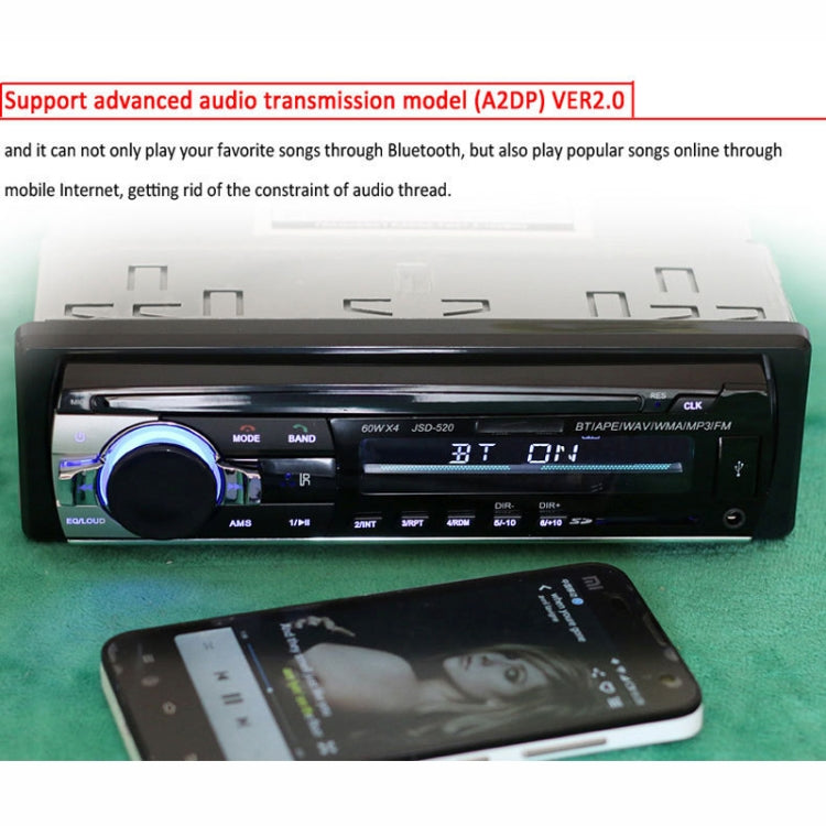 JSD-520 Car Stereo Radio MP3 Audio Player Support Bluetooth Hand-free Calling / FM / USB / SD, Ordinary Version