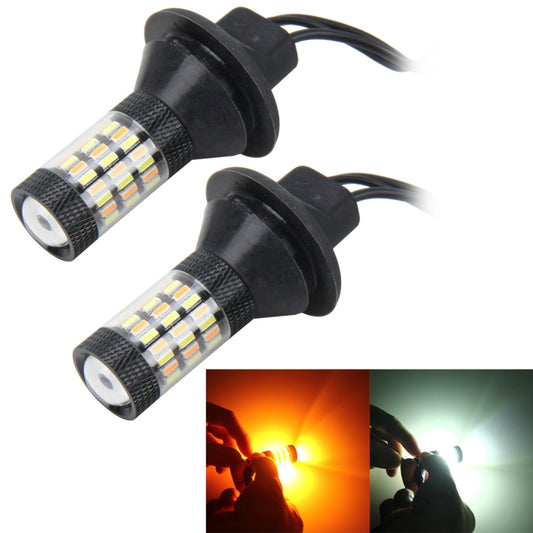 2 PCS 7440 5W 450LM 60LEDs DC 12V SMD-4014 Car Auto Brake Light Turn Signal Lights Car Source Set(White Light+Yellow Light), Cable Length: 40cm, 7440