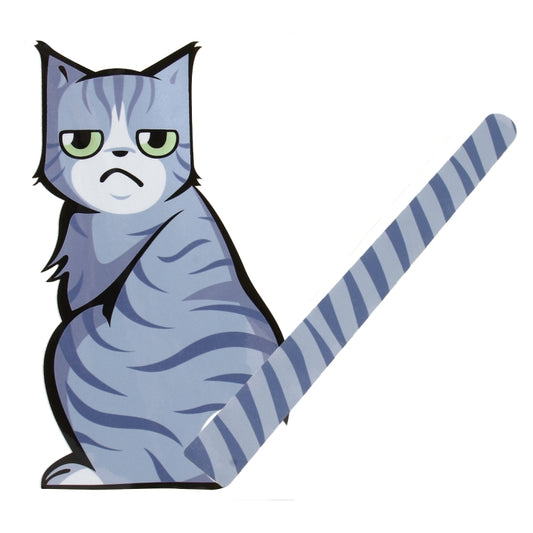Vehicle Car Rear Windshield Window Wiper Reflective Self-Adhesive Cat Moving Tail Vinyl Decal Sticker, Frowning Cat, Smiling Cat