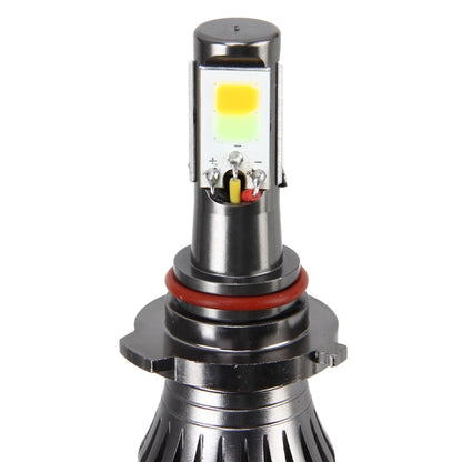 2 PCS 9006 HB4 6W 400LM Car LED Three-side COB Chips Fog Light Lamp Replacement, (White Light+Yellow Light), 9006 HB4