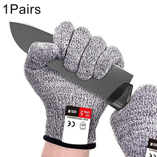 A Pair Cut-resistant Gardening Gloves HPPE Food-grade 5-Level Anti-cutting Anti-wear Safety Working Gloves, Size: L, Length: 24cm