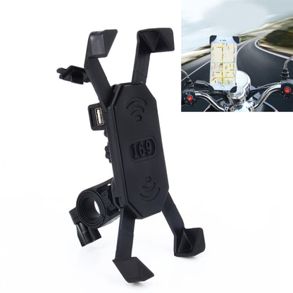 Motorcycle Bike Handlebar 5V 2.4A USB Charger Adjustable Angle Holder for 3.5-6 inch Phone, GPS, Adjustable Angle Holder
