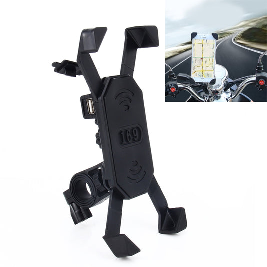 Motorcycle Bike Handlebar 5V 2.4A USB Charger Adjustable Angle Holder for 3.5-6 inch Phone, GPS, Adjustable Angle Holder