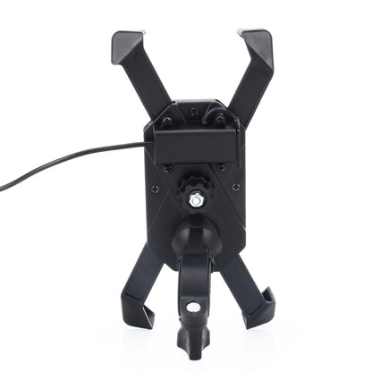 Motorcycle Bike Handlebar 5V 2.4A USB Charger Adjustable Angle Holder for 3.5-6 inch Phone, GPS, Adjustable Angle Holder