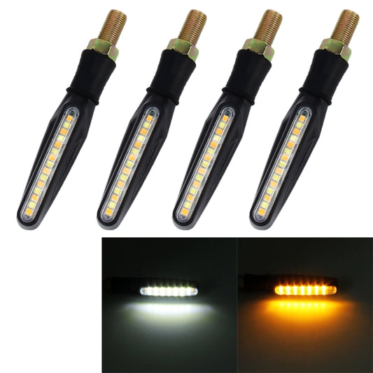 4 قطع من مصابيح إشارة الانعطاف LED للدراجات النارية بجهد 12 فولت، 15 مصباح LED أصفر + أبيض، مؤشر وامض، 15 مصباح LED