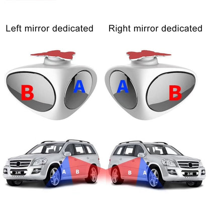 3R-051 360 Degrees Rotatable Left Blind Spot Side Assistant Mirror for Auto Car, Left Black, Left White