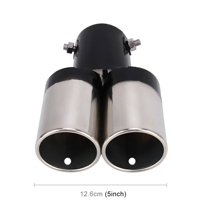 Universal Car Styling Stainless Steel Straight Double Outlets Exhaust Tail Muffler Tip Pipe, Straight Double