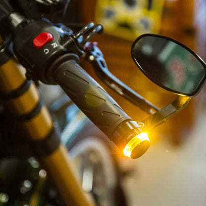 Pair Motorcycle Turn Signal Light Grip Bar Plug Strobe Side Marker End LED Handlebar Lamp, Turn Double Light, Blue Light, Pink Light, Green Light, Red Light