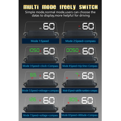 T900 Car GPS HUD Virtual HD Reflection Board Head-up Display, Speed & Driving Distance / Time Display, Over Speed & Voltage & Low Voltage Alarm, Fatigue Driving, T900  Green + White, T900 Blue + White, T900  White