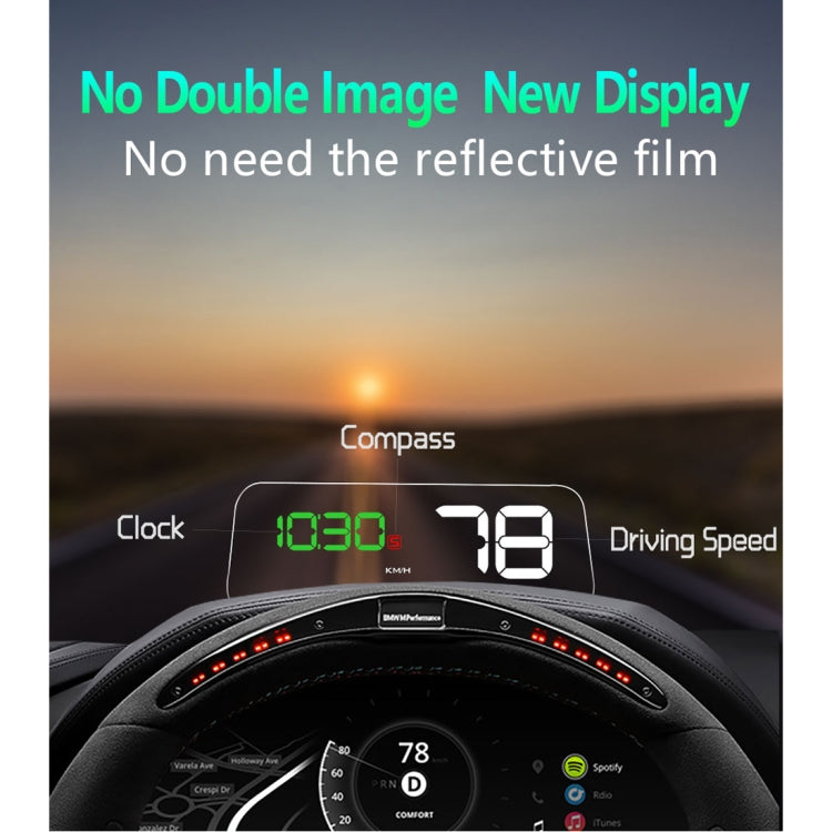 T900 Car GPS HUD Virtual HD Reflection Board Head-up Display, Speed & Driving Distance / Time Display, Over Speed & Voltage & Low Voltage Alarm, Fatigue Driving, T900  Green + White, T900 Blue + White, T900  White