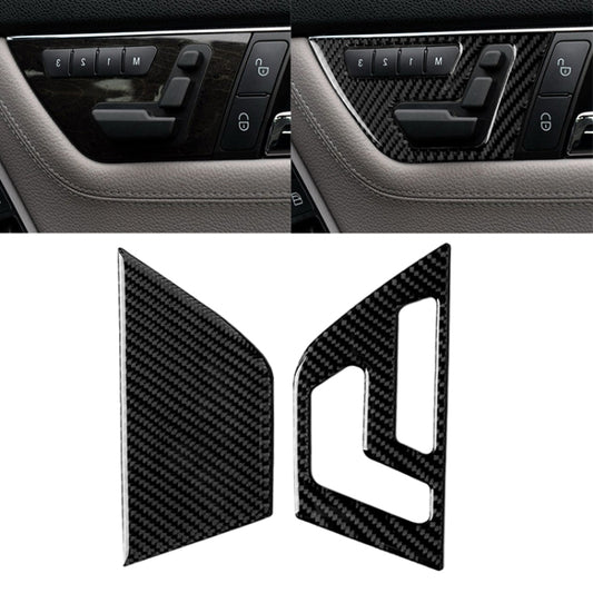 2 PCS Car Carbon Fiber Right Drive Seat Adjustment Panel Decorative Sticker for Mercedes-Benz W204 2007-2013, Right Drive Seat Adjustment