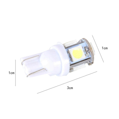 10PCS T10 3W 5500K SMD 5050 5 LED Car Clearance Lights Lamp, DC 12V, 5630-5smd LED