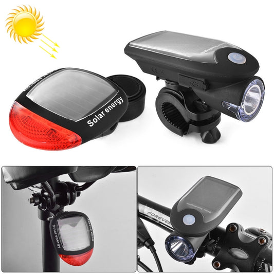 2 PCS 3W 240LM USB Solar Energy Motorcycle / Bicycle Light Set, Front Light+Back Light, Front Light+Back Light Black, Front Light+Back Light White