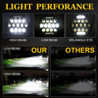 2 PCS 7 inch DC10-48V 36W 6000K Harley Motorcycle Headlight with 12 SMD-5630-LED Lamps and 12 Crystal Lamp Beads, DC10-48V 36W 6000K