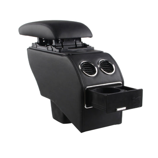 Car ABS Leather Wrapped Armrest Box, Fast Charge USB Holes and Cables for New Fit (Red Line with Air Outlet), Black Line with Air Outlet)(Black), Black Line without Air Outlet)(Black), Red Line with Air Outlet)(Black), without Air Outlet)(Beige)