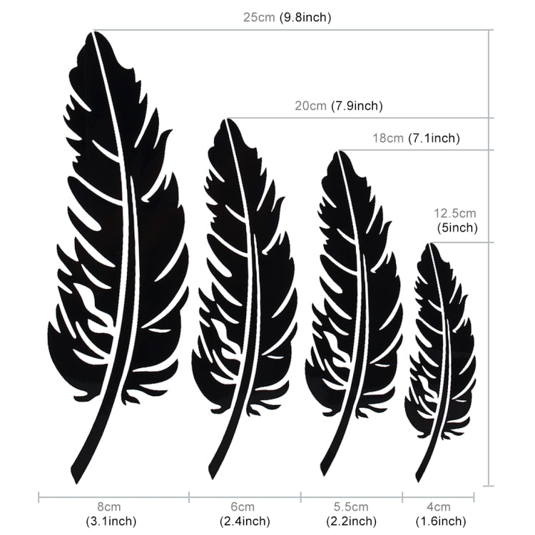 10 PCS Emblem Feather Car Stickers Waterproof Plastic Decal Sticker, Feather