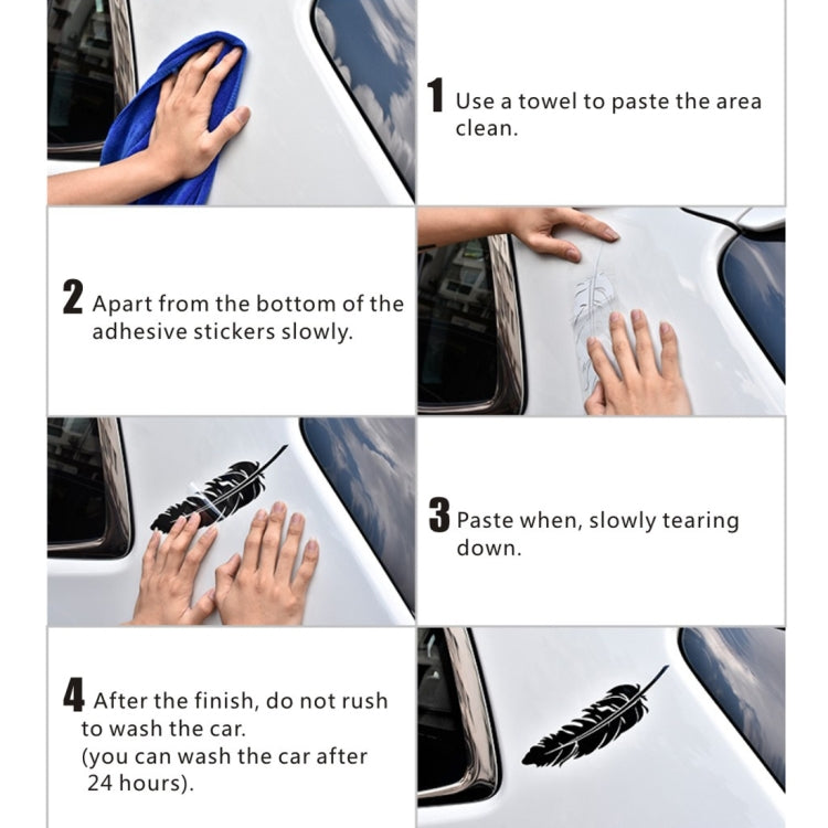 10 PCS Emblem Feather Car Stickers Waterproof Plastic Decal Sticker, Feather