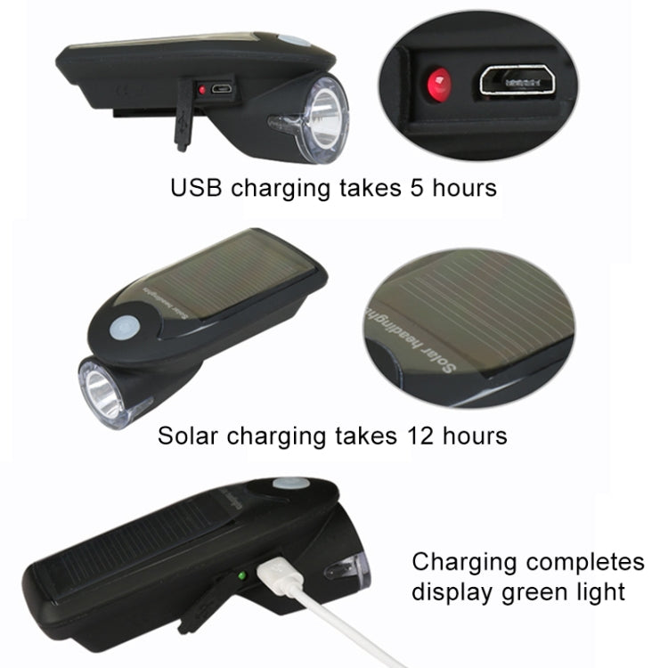 3W 240LM USB Solar Energy Motorcycle / Bicycle Front Light, Front Light White, Front Light Black