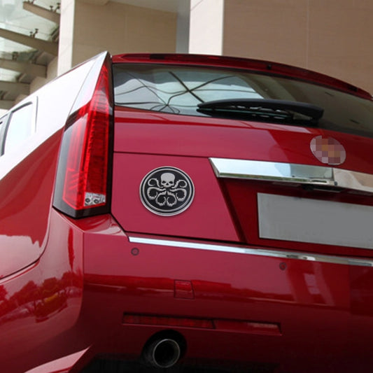 Skull Pattern Circular Shape Shining Metal Car Free Sticker, Skull 4, Circular Skull