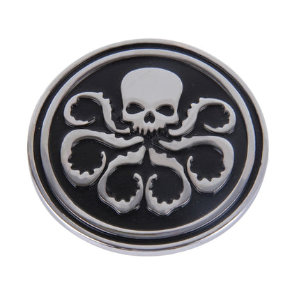 Skull Pattern Circular Shape Shining Metal Car Free Sticker, Skull 4, Circular Skull