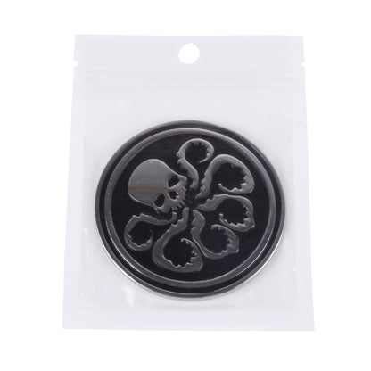 Skull Pattern Circular Shape Shining Metal Car Free Sticker, Skull 4, Circular Skull