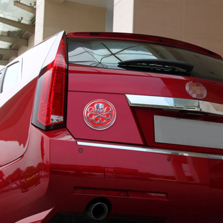 Skull Pattern Circular Shape Shining Metal Car Free Sticker, Skull 4, Circular Skull