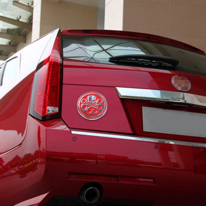 Skull Pattern Circular Shape Shining Metal Car Free Sticker, Skull 4, Circular Skull