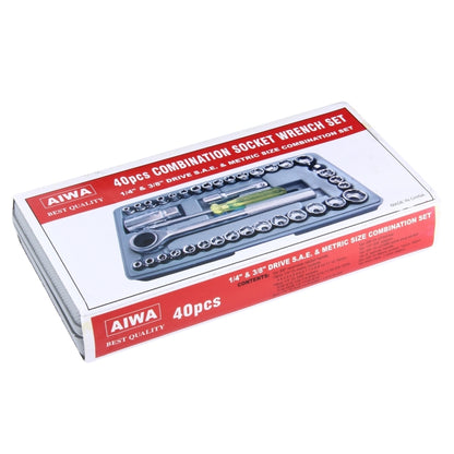 AIWA 40 PCS Automobile Motorcycle Tool Box Set Socket Wrench Sleeve Suit Hardware Auto Car Repair Tools Socket Wrenches for Precise Repair or Maintenance, 40 PCS