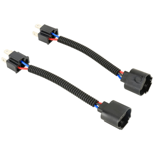 1 Pair H4 Male to H13 Female Bulb Holder Base Male Socket with Wire, H4 Male to H13 Female