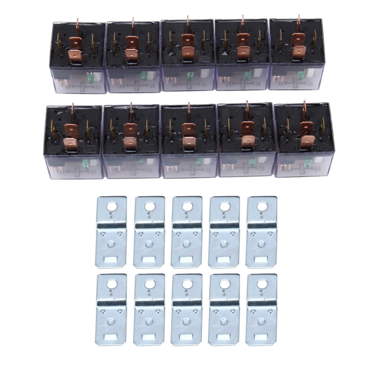 10 PCS JD-1914 80 AMP 12V Waterproof Car Auto Five Plugs Relay with Warning Light, 80A with Light
