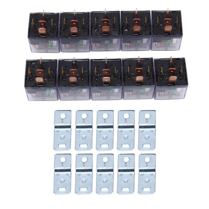 10 PCS JD-1914 80 AMP 12V Waterproof Car Auto Five Plugs Relay with Warning Light, 80A with Light