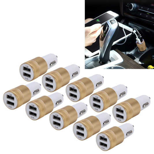 10 قطع محول ولاعة سجائر للسيارة 5 فولت بمنفذ USB مزدوج 2.1 أمبير/1 أمبير لمعظم الهواتف، ذهبي، أسود، فضي