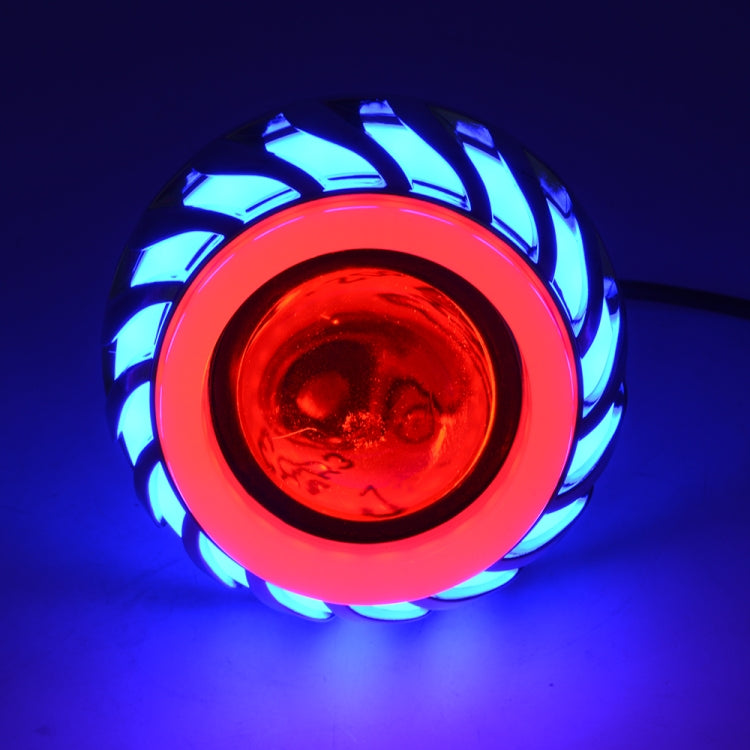 Motorcycle 30W DC 12V-85V LED Headlight Lens Built-in Whirlwind Double Aperture Angle Eyes + Devil Eye, Red Light (Whirlwind), Pink Light (Whirlwind), Blue Light (Whirlwind)