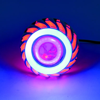 Motorcycle 30W DC 12V-85V LED Headlight Lens Built-in Whirlwind Double Aperture Angle Eyes + Devil Eye, Red Light (Whirlwind), Pink Light (Whirlwind), Blue Light (Whirlwind)